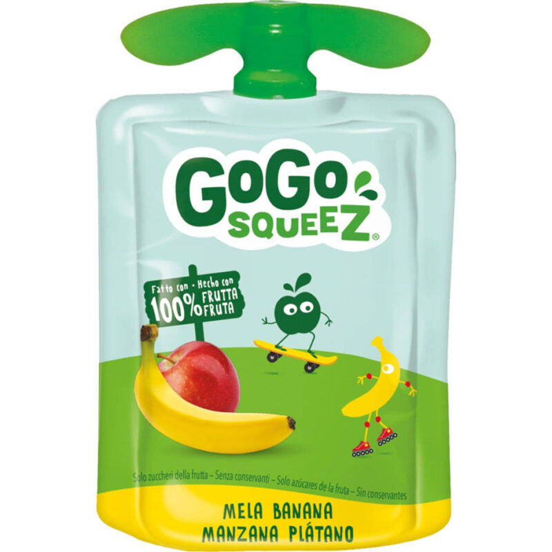 Snack fruta manzana platano Gogo Squeez 90gr X 18ud